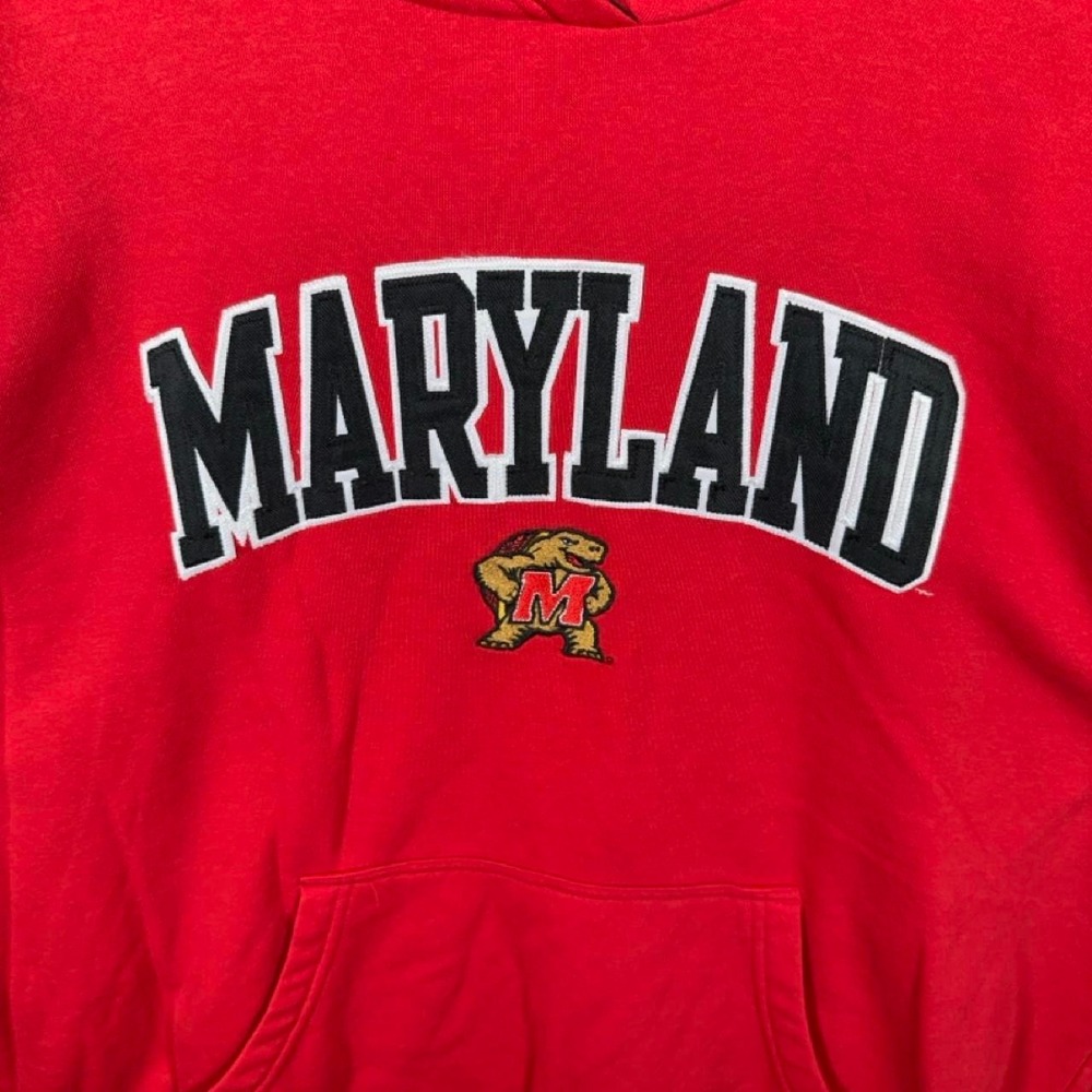 Champion Maryland Terrapins red hoodie with black/white mascot logo Mens size L - Picture 3 of 7